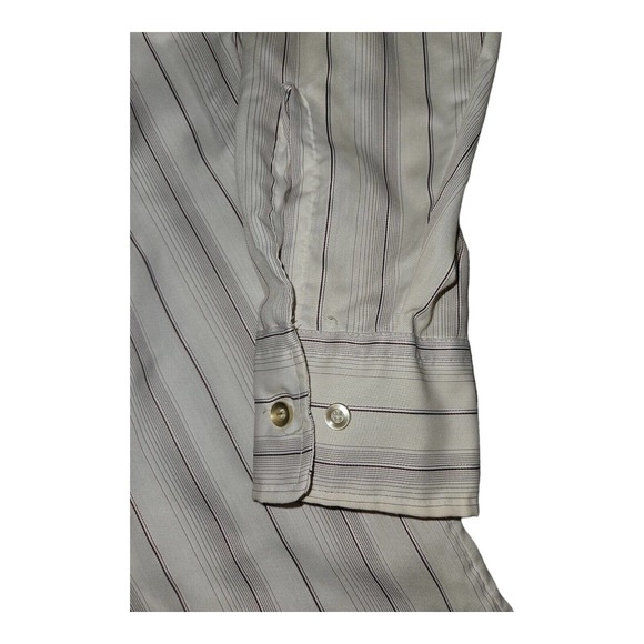 Vintage Montgomery Ward Button Up Shirt 32/33 Men's White w/Brown Stripes - Picture 4 of 6